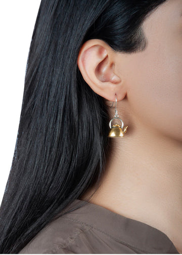 92.5 Silver 22K Gold Plated Kettle Dangler Earrings