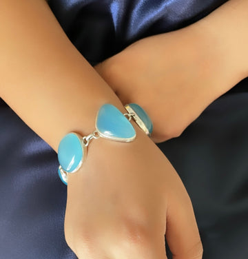 92.5 Silver Blue Stone Bracelet