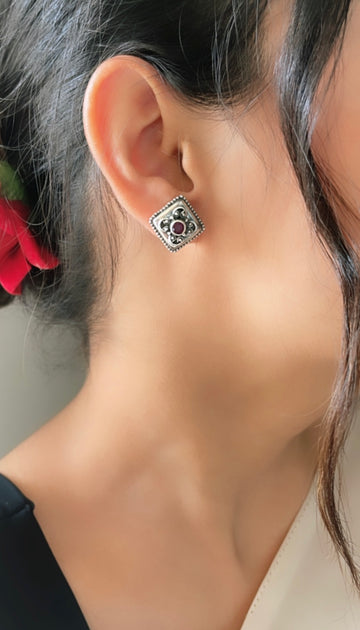 92.5 Silver Ruby Ambri Earrings