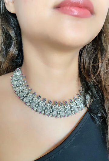 92.5 Silver Ruby Nakshatra Necklace