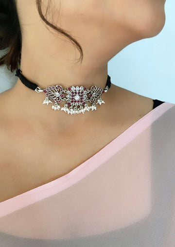 92.5 Silver Noori Choker with Earrings