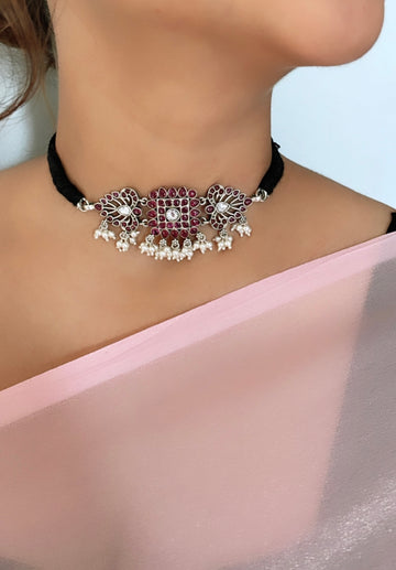 92.5 Silver Nalini Choker with Earrings