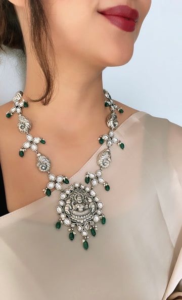 92.5 Silver Padmapriya Kundan Necklace