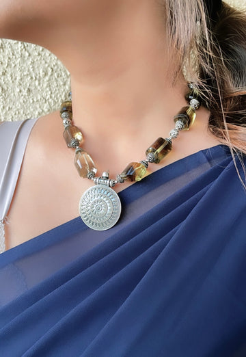 92.5 Silver Jasper Stone Noori Necklace