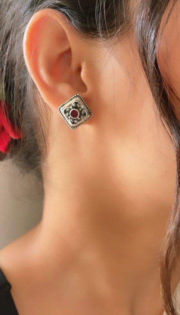 92.5 Silver Ruby Ambri Earrings