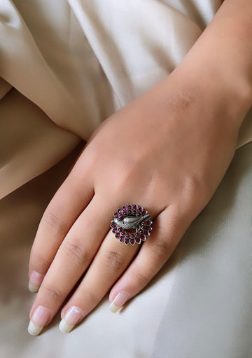 92.5 Silver Ruby Bird Ring