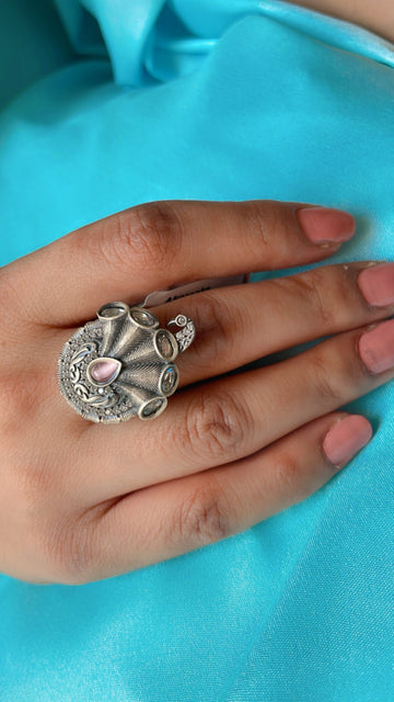 92.5 Silver Peacock Motif Ring