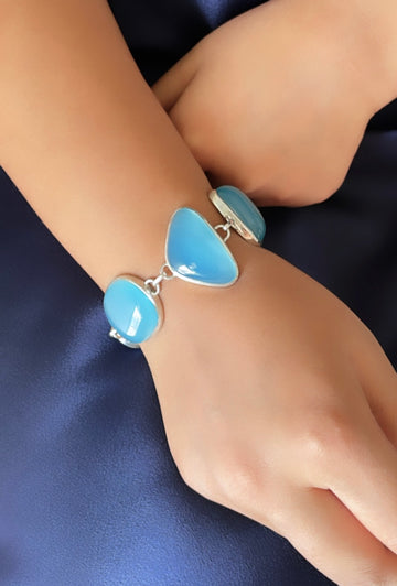 92.5 Silver Blue Stone Bracelet