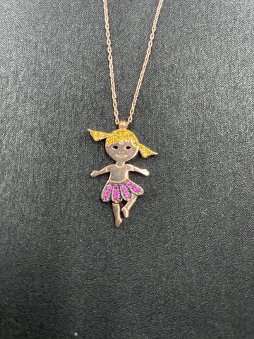 92.5 Silver Minimalistic Doll Pendant (Rose Gold Plated)