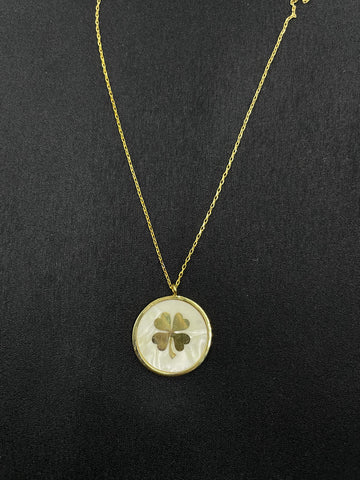 92.5 Silver Minimalistic Flower on MOP Pendant (Gold Plated)