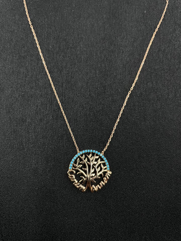 92.5 Silver Minimalistic Life Tree Pendant (Rose Gold Plated)