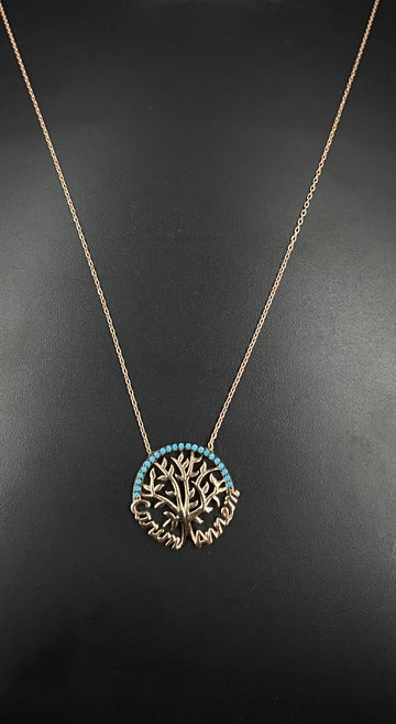 92.5 Silver Minimalistic Life Tree Pendant (Rose Gold Plated)