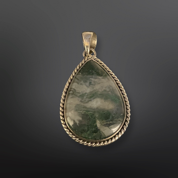 92.5 Silver Opal Green Stone Pendant