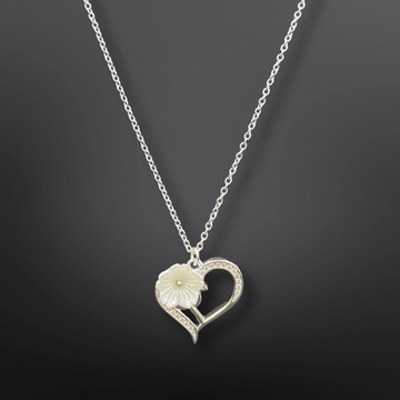 92.5 Silver Minimalistic Heart with Mother of Pearl Pendant with Silver Chain