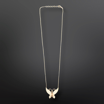 92.5 Silver Minimalistic Butterfly Pendant with Silver Chain (Rose Gold)