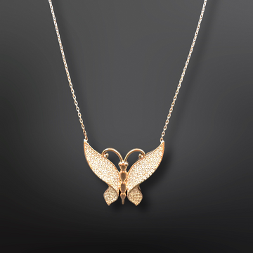 92.5 Silver Minimalistic Butterfly Pendant with Silver Chain (Rose Gold)