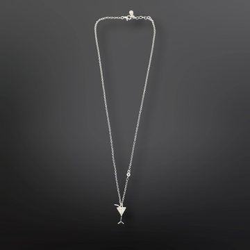 92.5 Silver Minimalistic Wine Glass Pendant with Silver Chain