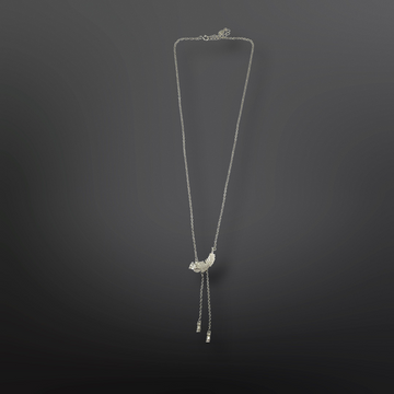 92.5 Silver Minimalistic Glittering Leaf Pendant with Silver Chain