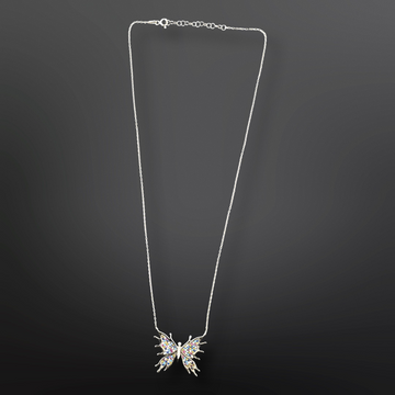 92.5 Silver Minimalistic Multicolor Butterfly Pendant with Silver Chain