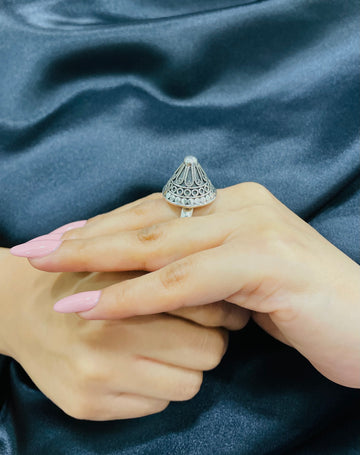 92.5 Silver Nitya Pyramid Embossed ring