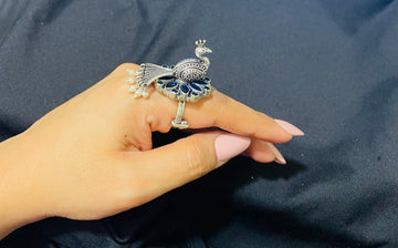 92.5 Silver Scintillating Mayura ring