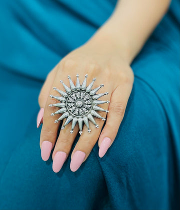 92.5 Silver SurajMukhi Statement ring